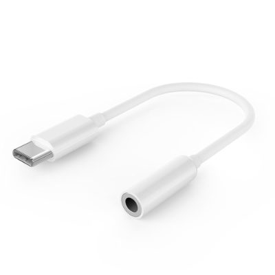 USB type-C plug to stereo 3.5 mm audio adapter cable, White, A-CM-3.5F-01