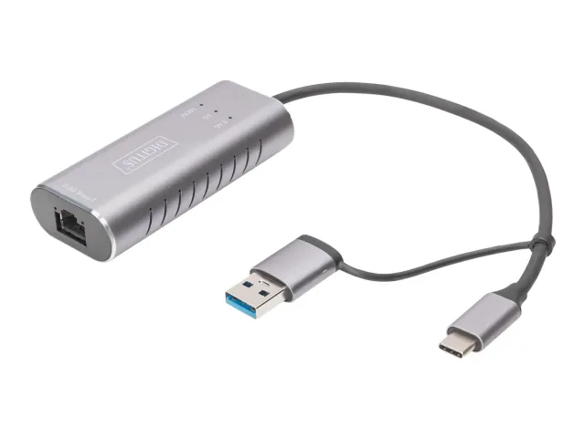 Digitus | USB Type-C Gigabit Ethernet Adapter 2.5G, USB-C + USB A (USB3.1/3.0) | DN-3028 | USB3.0/USB C 3.1 to 2.5G Ethernet Adapter