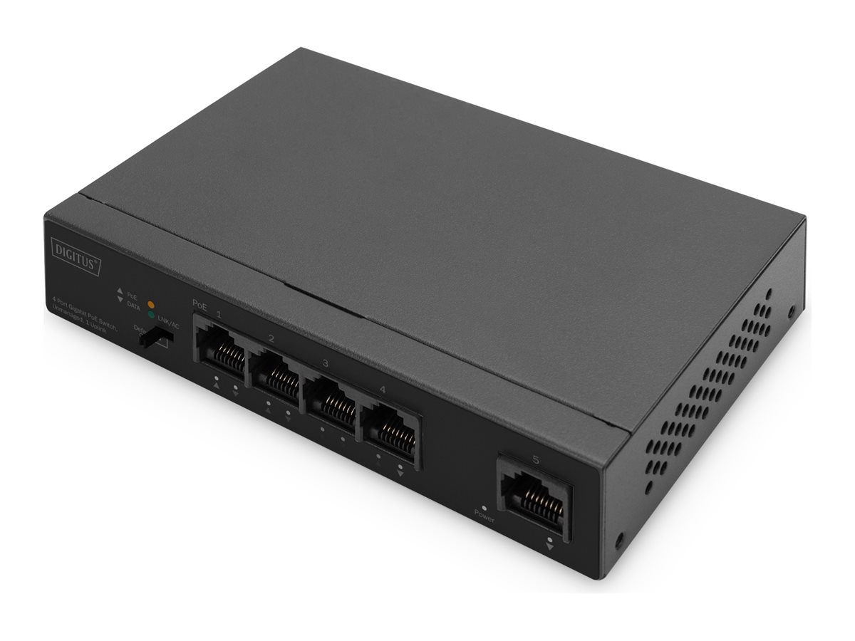 4 Port Gigabit PoE Switch, DN-95330-1, Unmanaged, Desktop