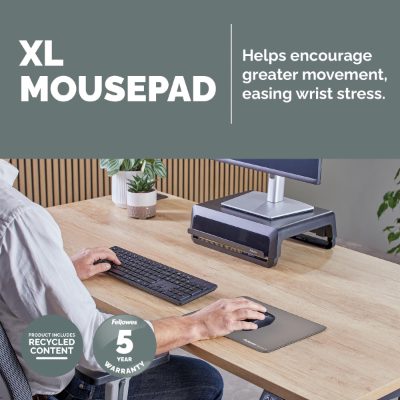 Fellowes XL Mousepad, Breyta, 280 x 210 x 2.5 mm, Grey