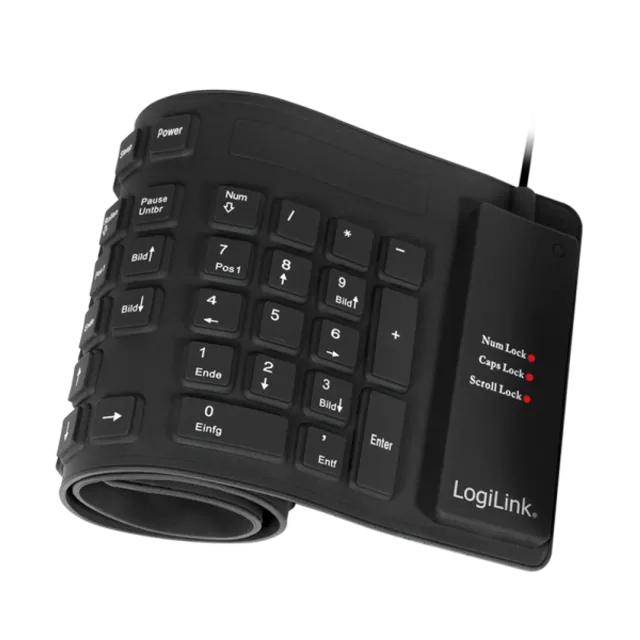 Logilink | Flexible waterproof Keyboard USB + PS/2 | ID0019A | Flexible keyboard | Wired | DE | Black