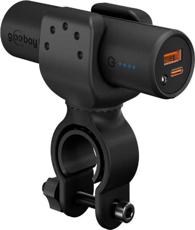 Goobay Bike Powerbank 5.0 with Reinforced Holder for Bicycle Handlebars, 60656, 5000 mAh, Black