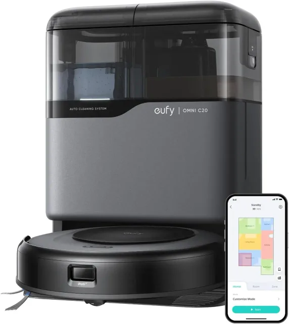 Anker Eufy | Robot Vacuum Cleaner with All-in-One Station | Omni C20 | Wet&Dry | 7000 Pa | Gray