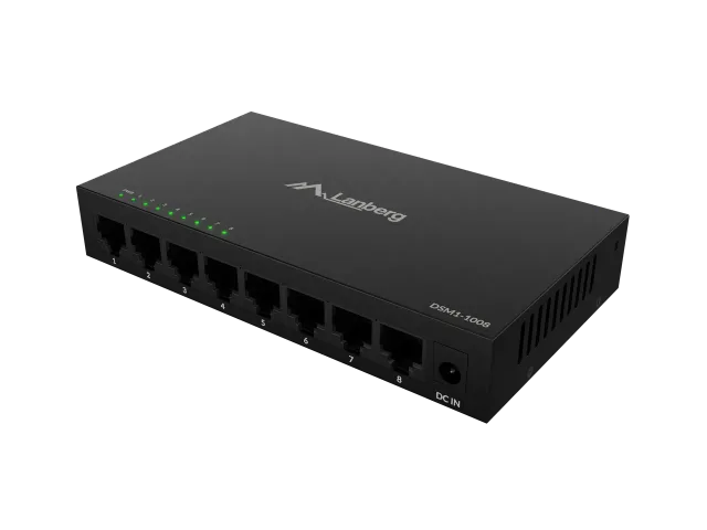 Lanberg Switch 8x1GB/s Unmanagment Gigabit Ethernet Desktop 12V metal case | DSM1-1008