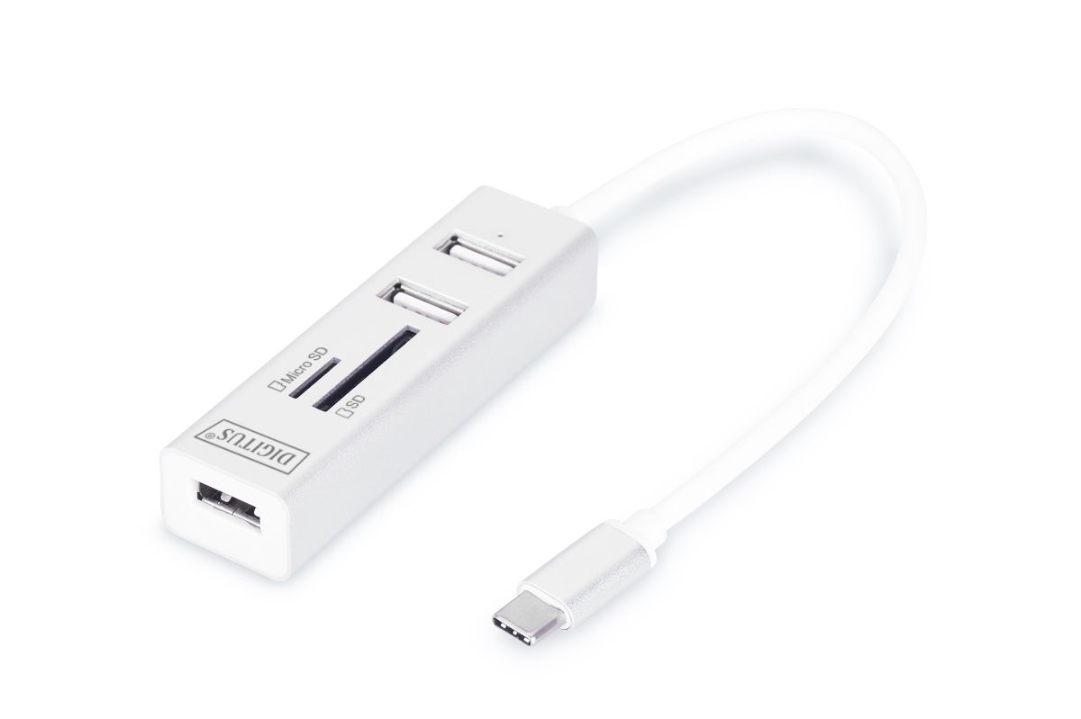 Digitus USB Type-C OTG 3-Port HUB and Card Reader, DA-70243