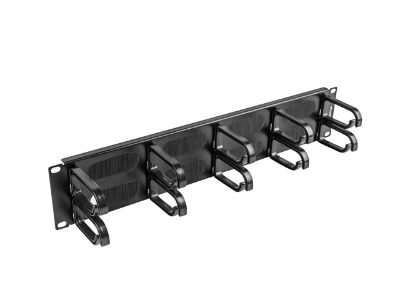 Lanberg 19" cable management brush panel 10 rings - type B 2U, AK-1204-B, Black