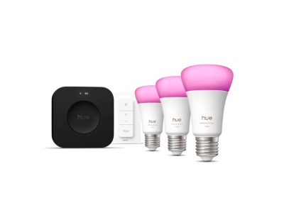 Philips Hue Starter set: 3 smart E27 bulbs, dimmer switch, Hue Bridge Pro, E27, White and colored light