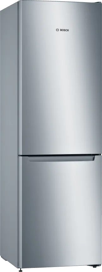 Refrigerator, KGN36NLEA, Energy efficiency class E, Free standing, Combi, Height 186 cm, No Frost system, Fridge net capacity 216 L, Freezer net capacity 89 L, 42 dB, Stainless steel