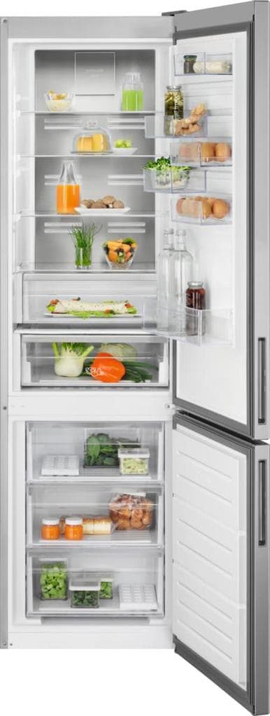 Electrolux ledusskapis ar saldētavu apakšā, 201 cm, sudraba