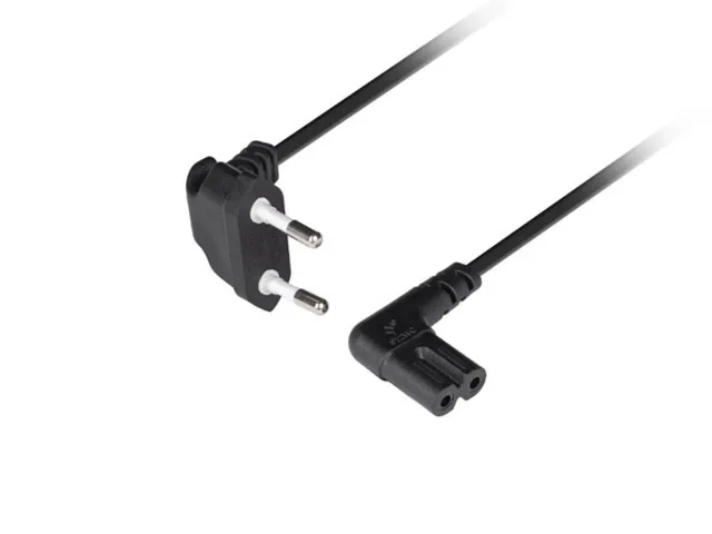 Lanberg CEE 7/16 to IEC 320 C7 Euro (radio) power cord 3m angled VDE | CA-C7CA-12CC-0030-BK