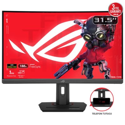 LCD Monitor, ASUS, ROG Strix XG32WCS, 31.5", Gaming/Curved, Panel VA, 2560x1440, 16:9, 180Hz, 1 ms, Swivel, Height adjustable, Tilt, 90LM0AC0-B01970