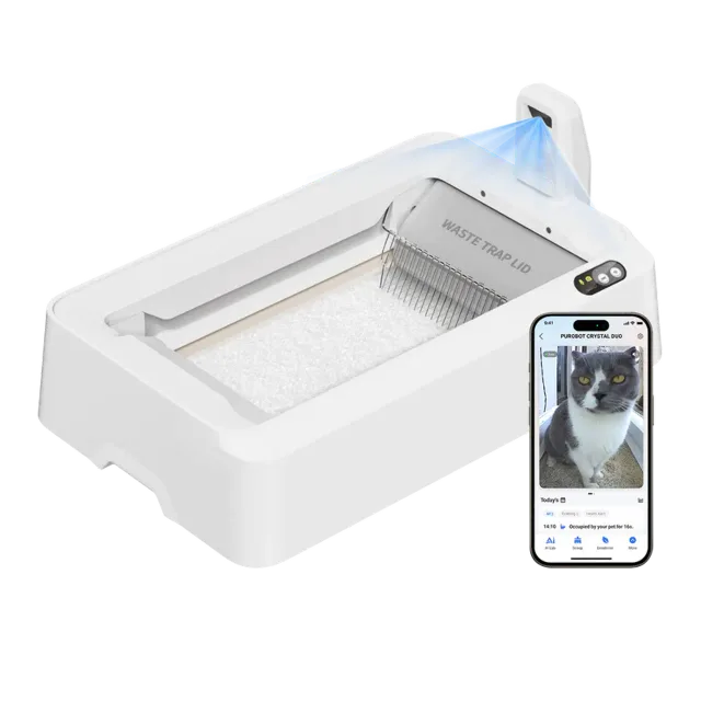 PETKIT Purobot Crystal Duo with Camera Self-Cleaning Cat Litter Box | White