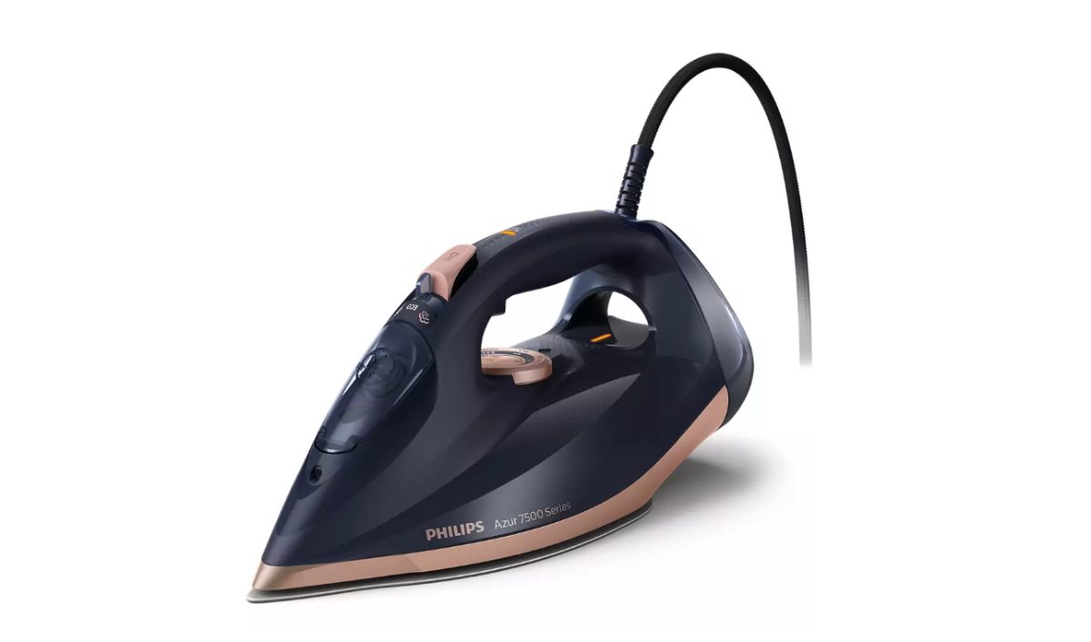DST7510/80, Steam Iron, 3200 W, Water tank capacity 300 ml, Continuous steam 55 g/min, Steam boost performance 260 g/min, Blue/Gold