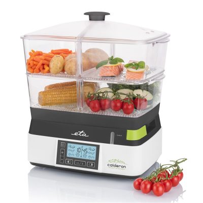 Steam pot, ETA113490010 Calderon II, Grey/White, 1800 W, Capacity 11 L, Number of baskets 2