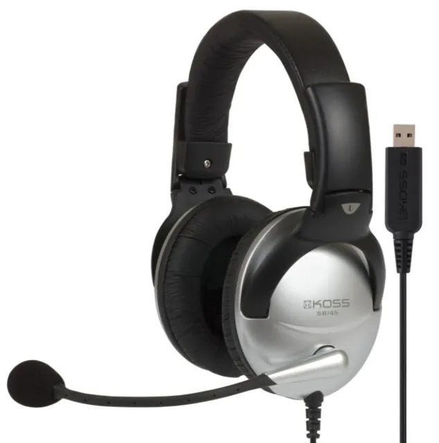 Koss | Gaming headphones | SB45 USB | Wired | On-Ear | Microphone | Silver/Black | Noise canceling