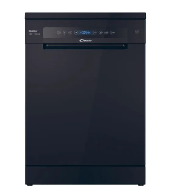 Candy Dishwasher | CF 5C6F0B | Free standing | Width 59.7 cm | Number of place settings 15 | Number of programs 8 | Energy efficiency class C | Display | Black