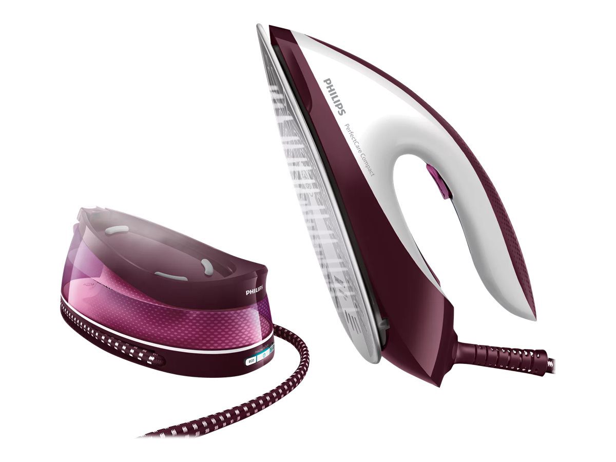 Philips Steam Station, GC7842/40 PerfectCare Compact, 2400 W, 1.5 L, 6.5 bar, Auto power off, Vertical steam function, White/Purple