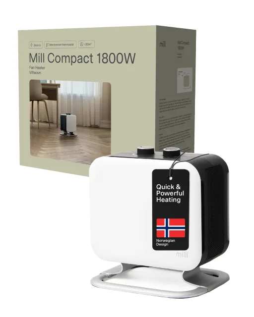 Mill | Heater | CUS1800MECWA | Fan heater | 1800 W | Number of power levels 2 | Suitable for rooms up to 10-30 m² | White