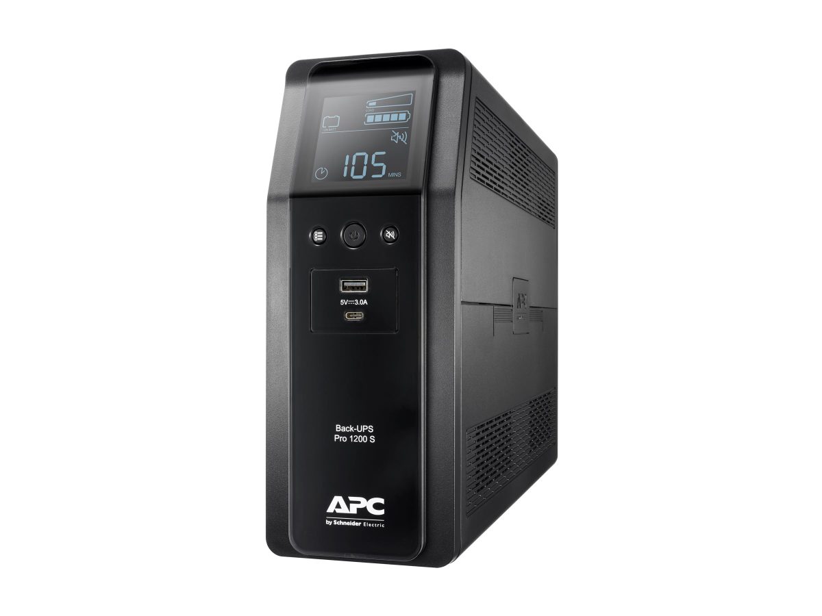 Schneider Electric APC Back-UPS Pro, tower, 230V, 8x IEC C13 outlets, sine wave, AVR, USB Type A+C ports, LCD, user-replaceable battery, BR1200SI, 1200 VA, 720 W