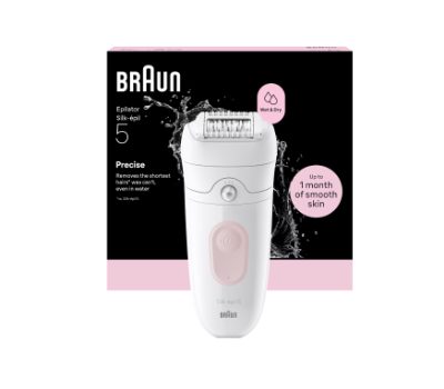 Braun Epilator, Silk-épil 5 SE5-000, Operating time (max) 40 min, Number of power levels 2, Wet & Dry, White/Pink