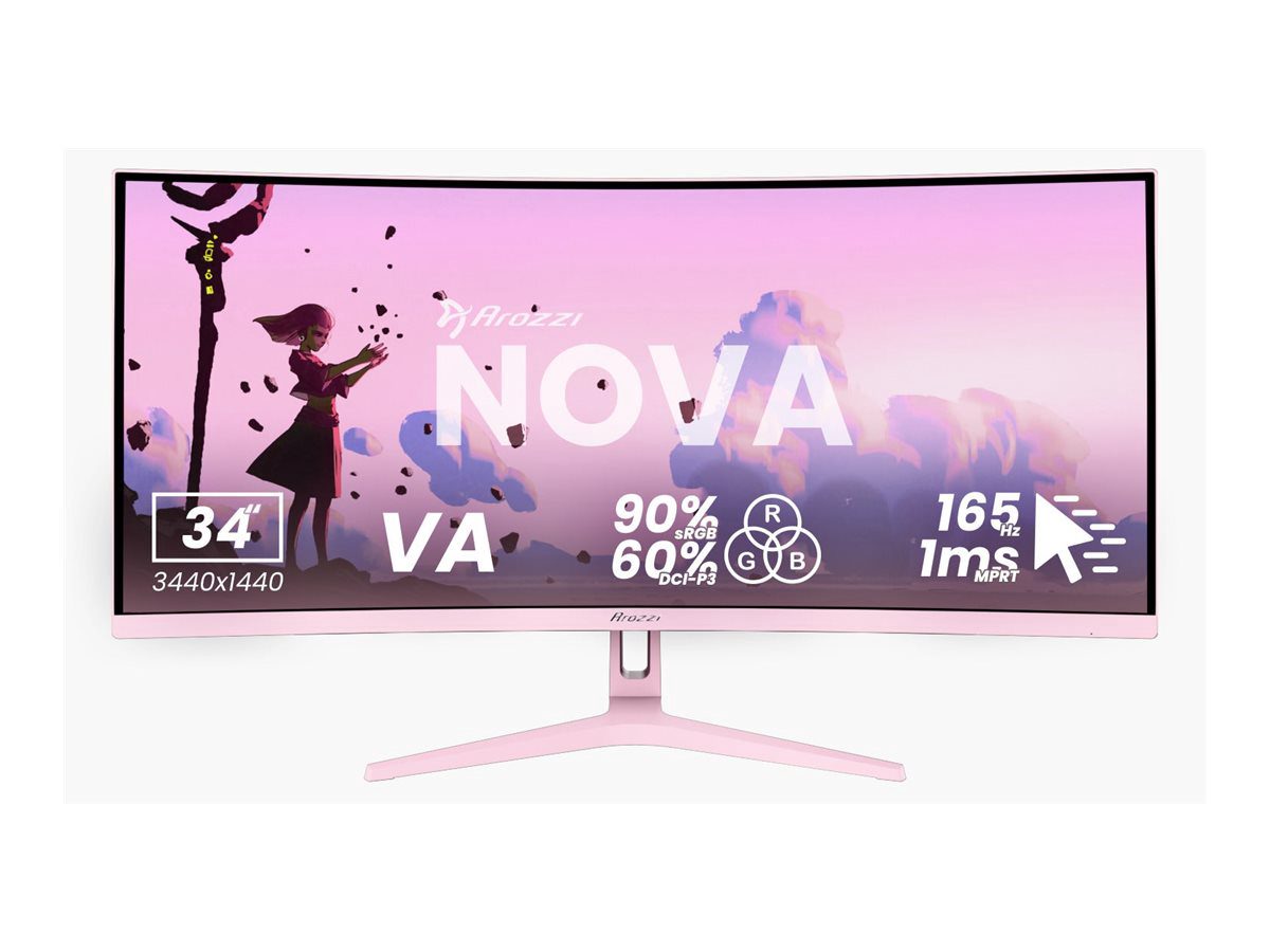 Nova, 34 ", VA, UWQHD, 21:9, 165 Hz, 1 ms, 3440 x 1440 pixels, 350 cd/m², HDMI ports quantity 2, Pink