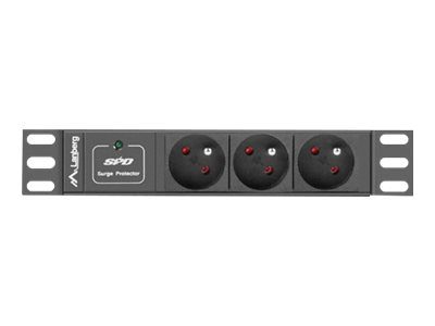 Lanberg Power Distribution Unit (PDU) 10" 1U 16A 2m 3x French Outlets, PDU-03E-0200-BK