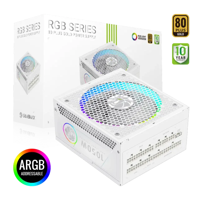 Gamemax PSU | RGB 1050G WH | 1050 W | Gold | White | Full Modular