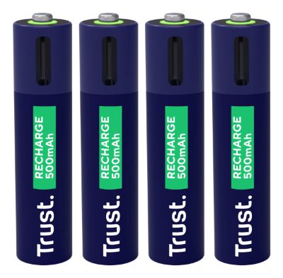 BATTERY RECH. LI-ION AAA/500MAH USB-C 4PACK 25671 TRUST