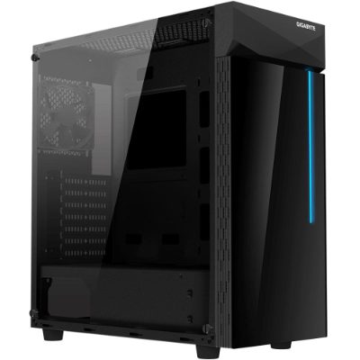 Case, GIGABYTE, C200 GLASS, MidiTower, Not included, ATX, MicroATX, MiniITX, Colour Black, GB-C200G