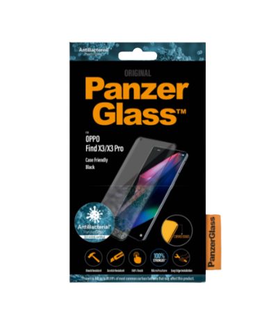 Screen protector, OPPO, Find X3/ X3 Pro/ X5 Pro, Glass, Black, Antibacterial glass; Protects the entire screen; 100% touch; Shock absorbing