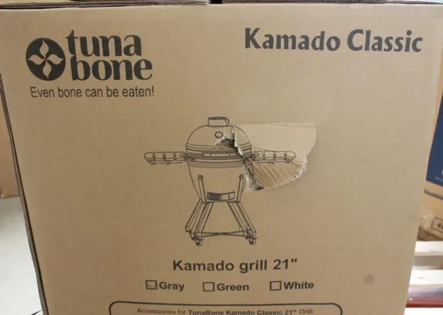 SALE OUT. TunaBone | Kamado classic 21" grill | Dark grey | DAMAGED PACKAGING AND DAMAGED BODY PAINT