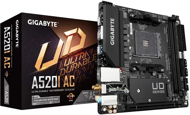 Gigabyte | A520I AC | Processor family AMD | Processor socket AM4 | DDR4 DIMM | Memory slots 2 | Number of SATA connectors 4 | Chipset AMD A | Mini ITX