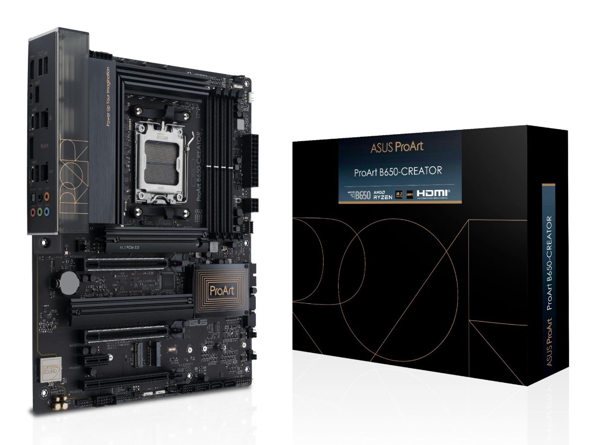 Mainboard, ASUS, AMD B650, SAM5, ATX, Memory DDR5, Memory slots 4, 1xPCI-Express 4.0 1x, 3xPCI-Express 4.0 16x, 3xM.2, 1xHDMI, 1xDisplayPort, 2xUSB 2.0, 3xUSB 3.2, 2xUSB-C, 1xOptical S/PDIF, 2xRJ45, 5xAudio port, PROARTB650-CREATOR