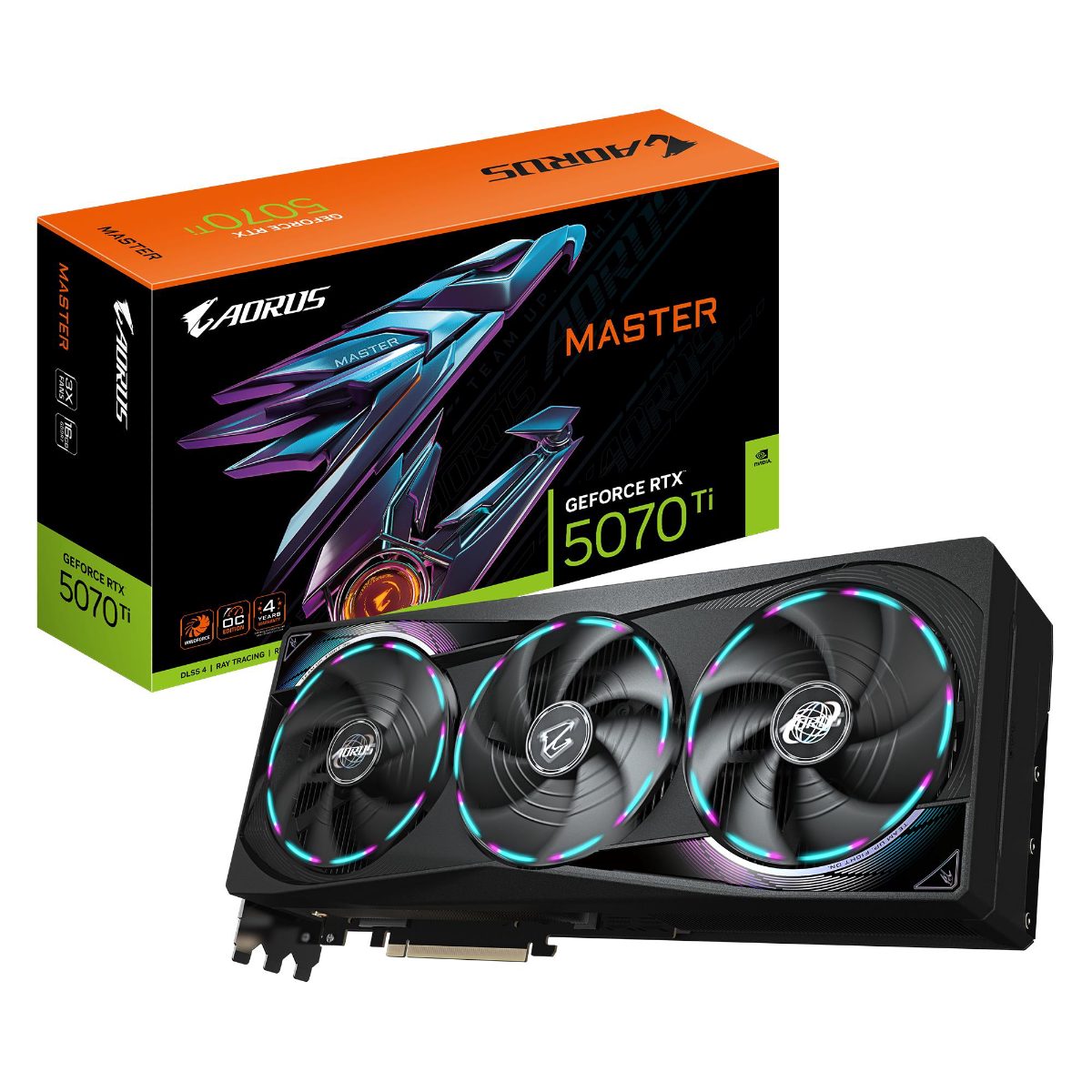 Gigabyte AORUS GeForce RTX 5070 Ti MASTER 16G, NVIDIA, 16 GB, GeForce RTX 5070 Ti, GDDR7, HDMI ports quantity 1, PCI-E 5.0