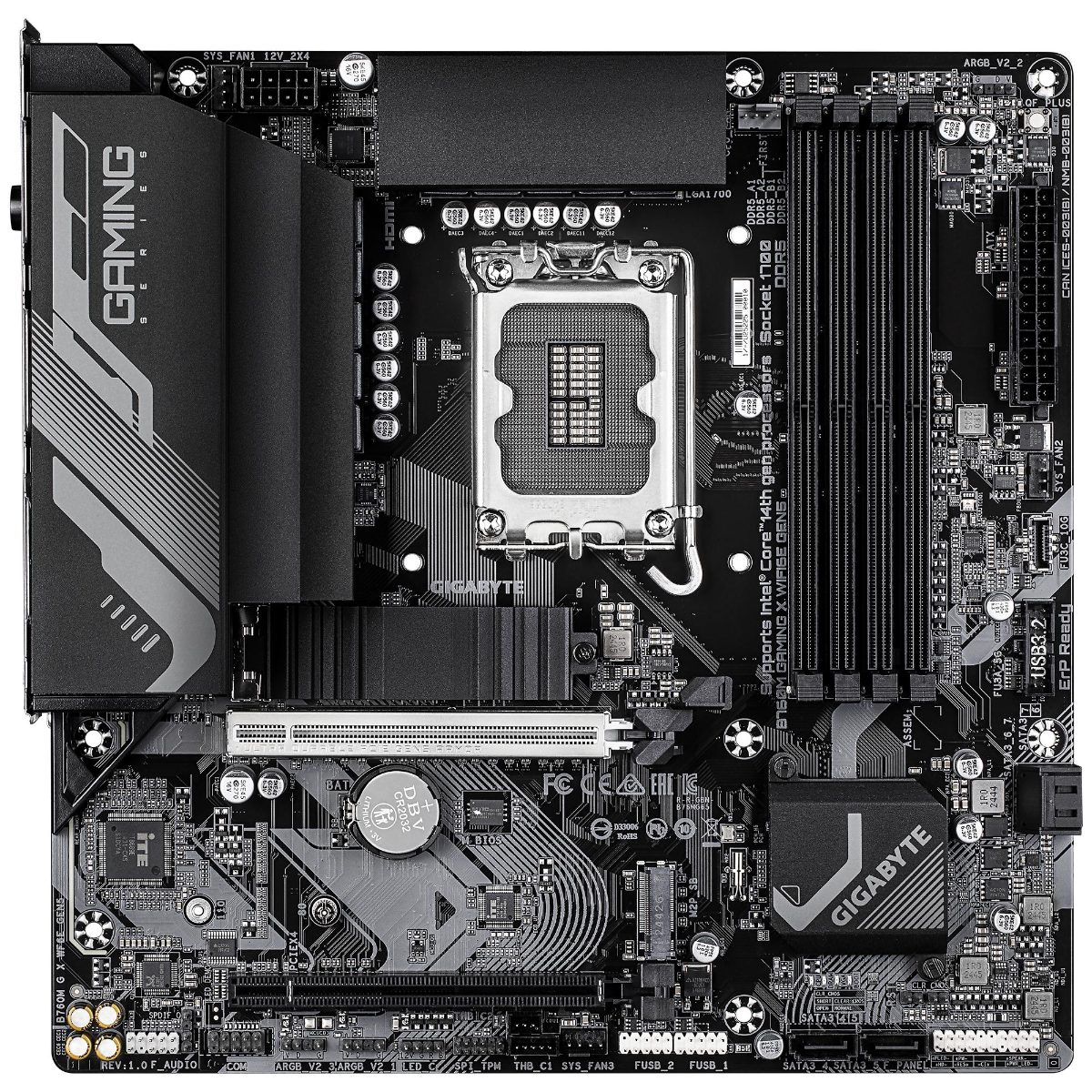 Gigabyte B760M GAMING X WIFI6E GEN5, Processor family Intel, Processor socket LGA1700, DDR5, Supported hard disk drive interfaces SATA, M.2, Number of SATA connectors 4