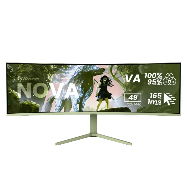 Arozzi Nova | 49 " | VA | 32:9 | 165 Hz | 4 ms | 5120 x 1440 pixels | 350 cd/m² | HDMI ports quantity 2 | Forest Green