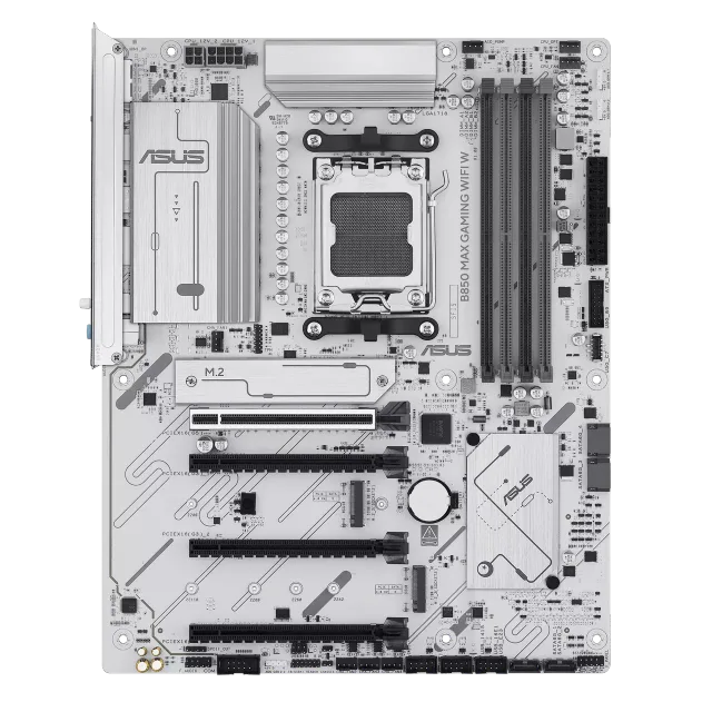 Asus B850 MAX GAMING WIFI W | Processor family AMD | Processor socket AM5 | DDR5 | Supported hard disk drive interfaces SATA, M.2 | Number of SATA connectors 4