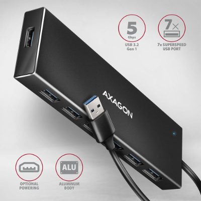 AXAGON SuperSpeed USB-A FLAT Hub, HUE-F7A