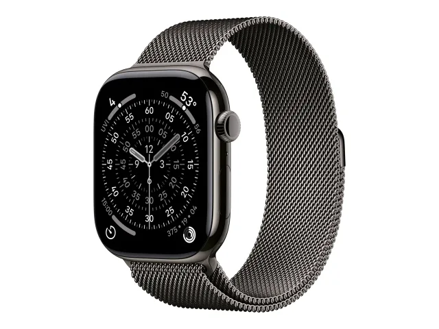 Apple Watch Series 11 GPS + Cellular 46mm Slate Titanium Case with Slate Milanese Loop - M/L | Apple