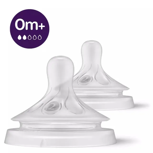 Philips Avent Natural  Response  barošanas pudeļu silikona knupīši, lēna plūsma, 0M+ (2 gab)