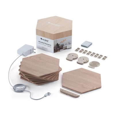 Elements Wood Look Hexagons Starter Kit (7 panels), Cool White + Warm White
