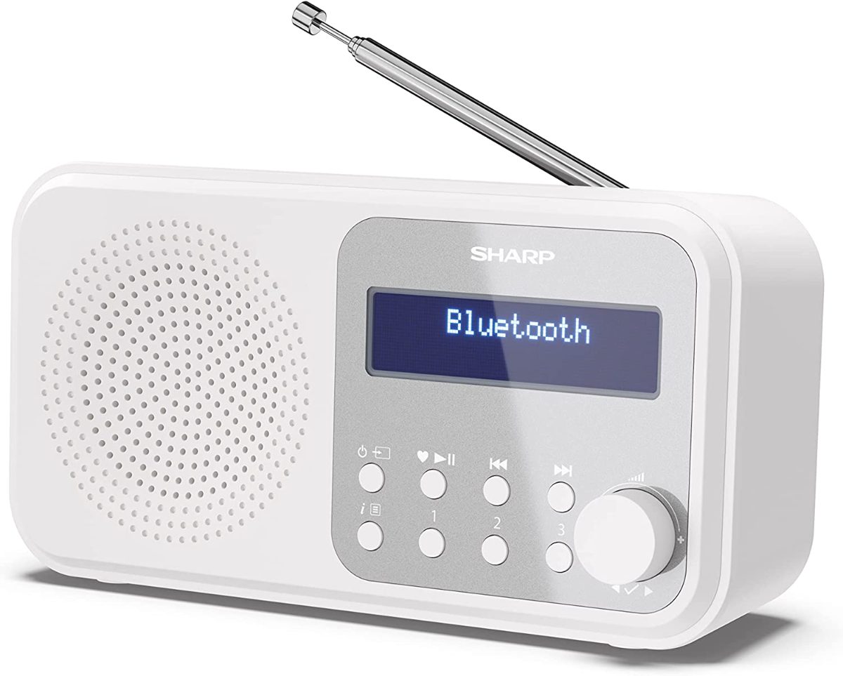 Sharp DR-P420(WH) Tokyo Portable Digital Radio, FM/DAB/DAB+, Bluetooth 5.0, USB or Battery Powered, Snowy White, Sharp, Tokyo Portable Digital Radio, DR-P420(WH), Bluetooth, White