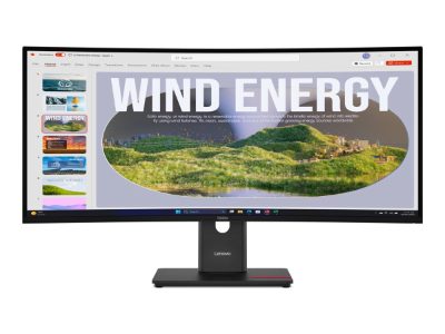 ThinkVision, T34WD-40, 34 ", VA, 21:9, 120 Hz, 4 ms, 3440 x 1440 pixels, 300 cd/m², HDMI ports quantity 1, Eclipse black, Warranty 36 month(s)