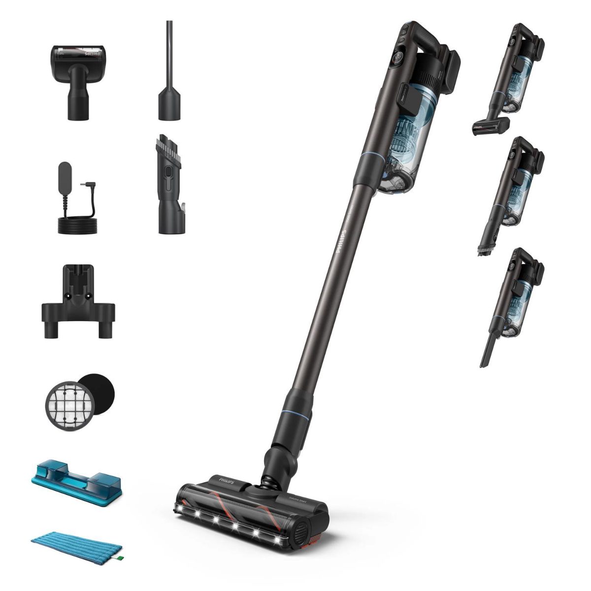 Vacuum Cleaner, PHILIPS, Dry&wet, 2-in-1 stick vacuum, Blue, Bagless, Battery, 1.7 kg, XC7163/01