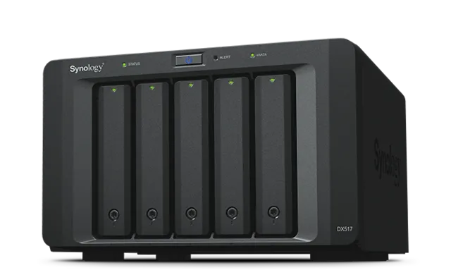 Synology | Tower NAS Expansion Unit | DX517 | up to 5 HDD/SSD Hot-Swap (drives not included) | Internal AC 100-240V Universal, 50/60 Hz