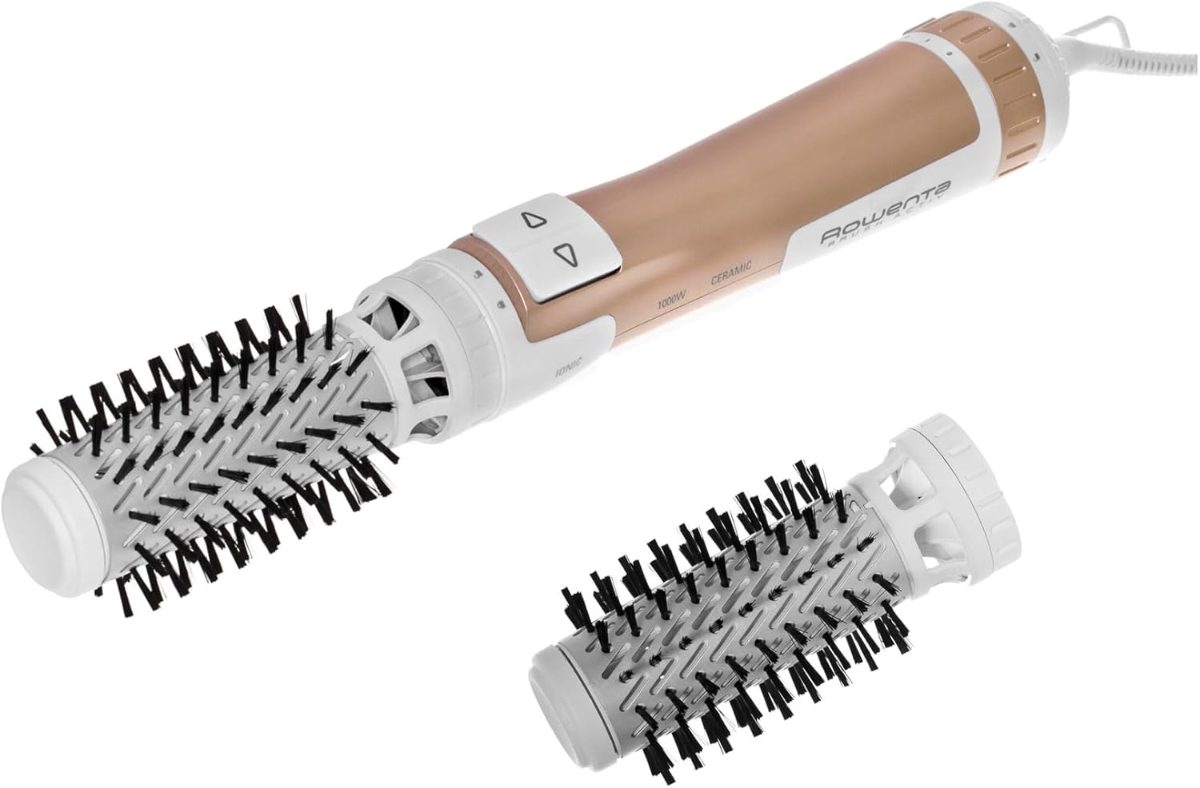 Rowenta Hair styler, Brush Activ CF9520F0, Ion conditioning, Number of heating levels 2, 1000 W, White/Copper