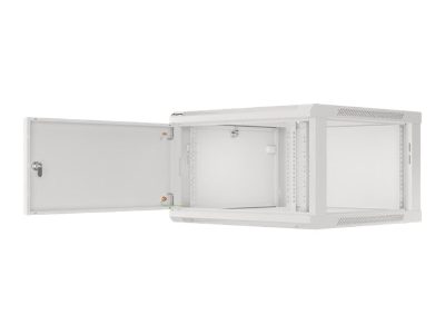 Rack cabinet 19" wall-mount 6U/600x600 for self-assembly with metal door (flat pack), WF01-6606-00S, Grey