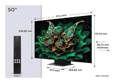 TV Set, TCL, 50 ", 4K Ultra HD, 3840 x 2160 pixels, Flat, 16:9, QD-Mini LED, 50C7K
