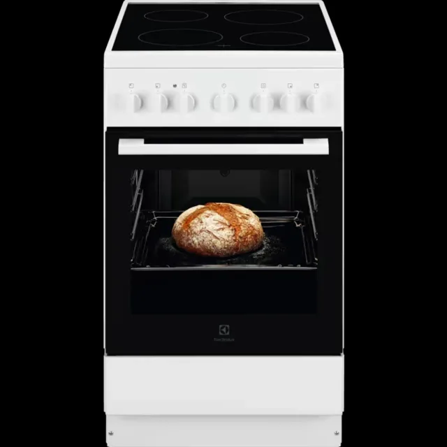 Electrolux 300.sērijas elektriskā plīts ar elektrisko cepeškrāsni, balta, 50cm