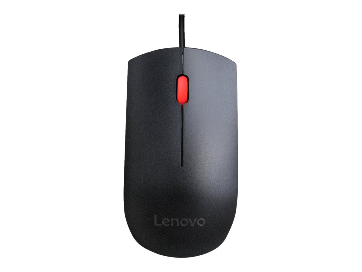 Lenovo Essential USB Wired Mouse, 1600 DPI, 1.8 m, 3 Buttons, Black, Lenovo, Essential USB Mouse, wired, Optical sensor, Black